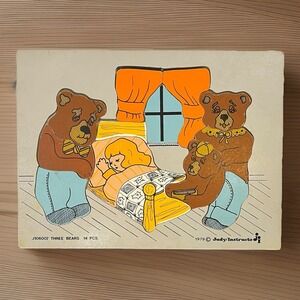 Vintage 1979 Judy Wooden Puzzle GOLDILOCKS and the THREE BEARS #J106007 14pc USA